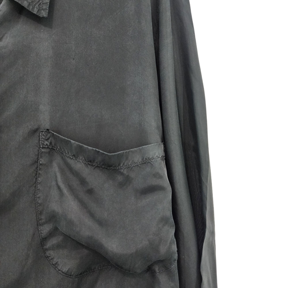 Women's Vintage Ruffle Button Front Long Sleeves Flowy Satin Shirt - Picture 4 of 6